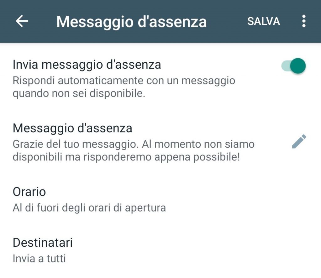 Whatsapp Business per hotel: il messaggio di assenza