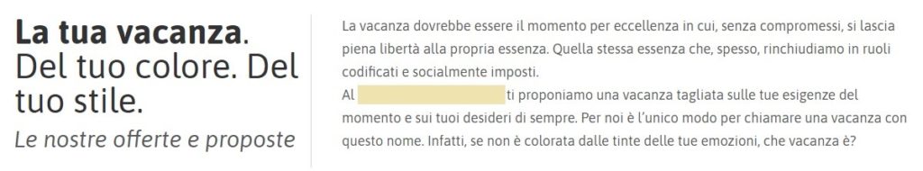 copywriting per hotel