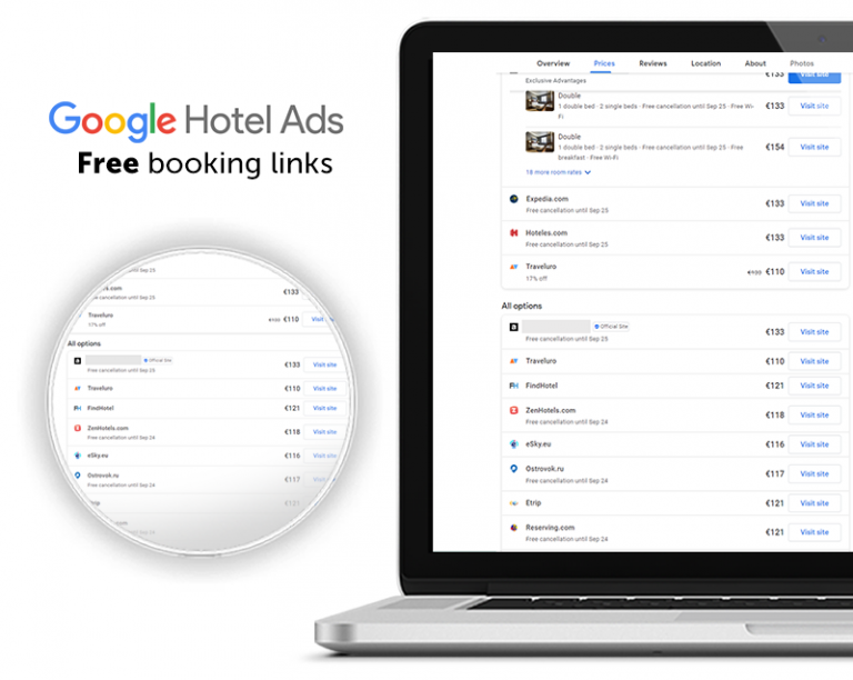 Google Hotel Ads e i Booking Link Gratuiti: come funzionano, come attivarli e come integrarsi con il Booking Engine